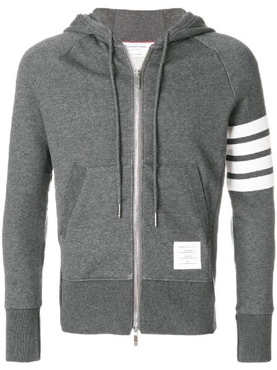 Engineered 4 Bar Diagonal Zip Up Hoodie Dark Grey - THOM BROWNE - BALAAN 2