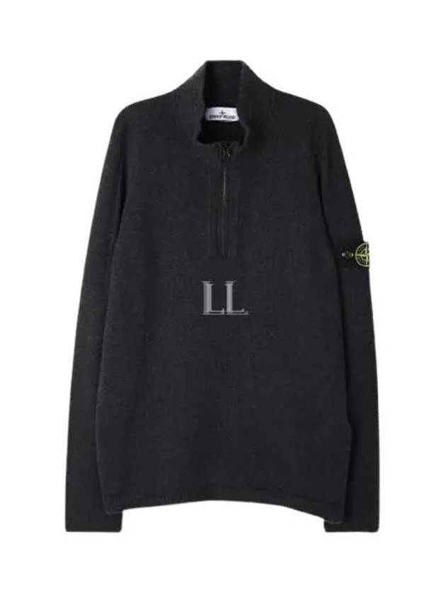 Wappen Patch Lambswool Half-Zip Knit Top Grey - STONE ISLAND - BALAAN 2