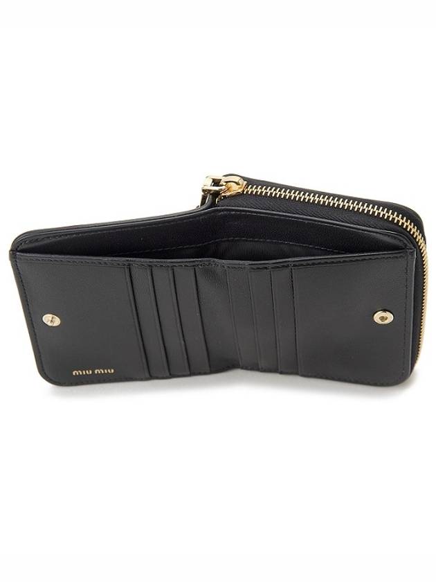 Matelasse Logo Zip Around Half Wallet Black - MIU MIU - BALAAN 5