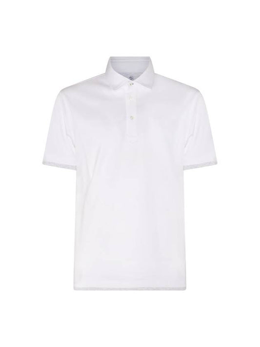 Cotton Short Sleeve Polo Shirt White - BRUNELLO CUCINELLI - BALAAN 1