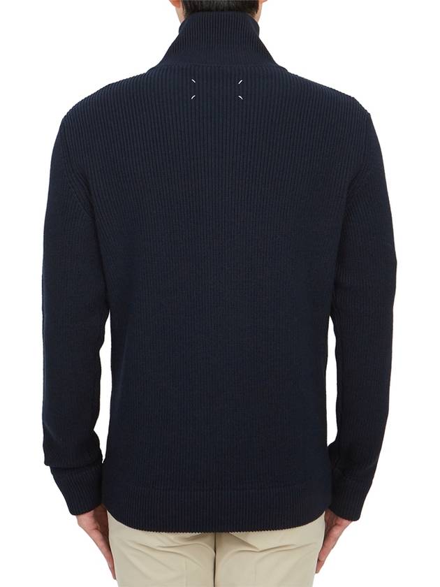 Stitch Knit High Neck Full Zip Up Cardigan Navy - MAISON MARGIELA - BALAAN 6