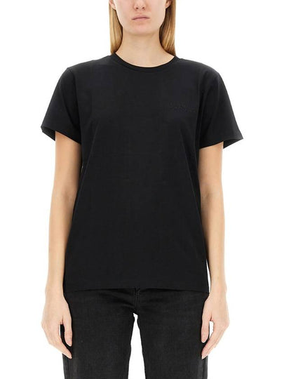 Vidal Embroidered Logo Cotton Short Sleeve T-Shirt Black - ISABEL MARANT - BALAAN 2