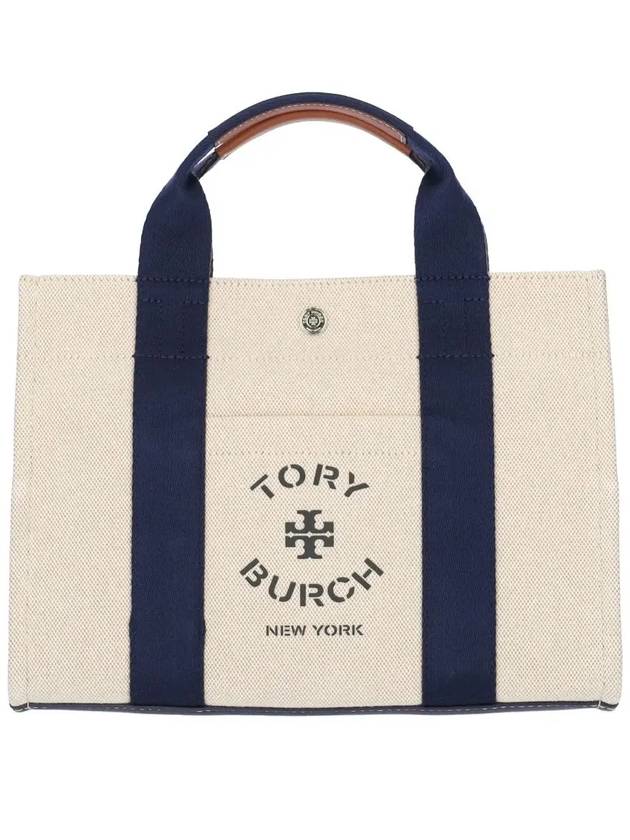 Small Logo Print Canvas Tote Bag Beige - TORY BURCH - BALAAN 3