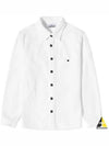 Logo Oversized Cotton Long Sleeve Shirt White - STONE ISLAND - BALAAN 2