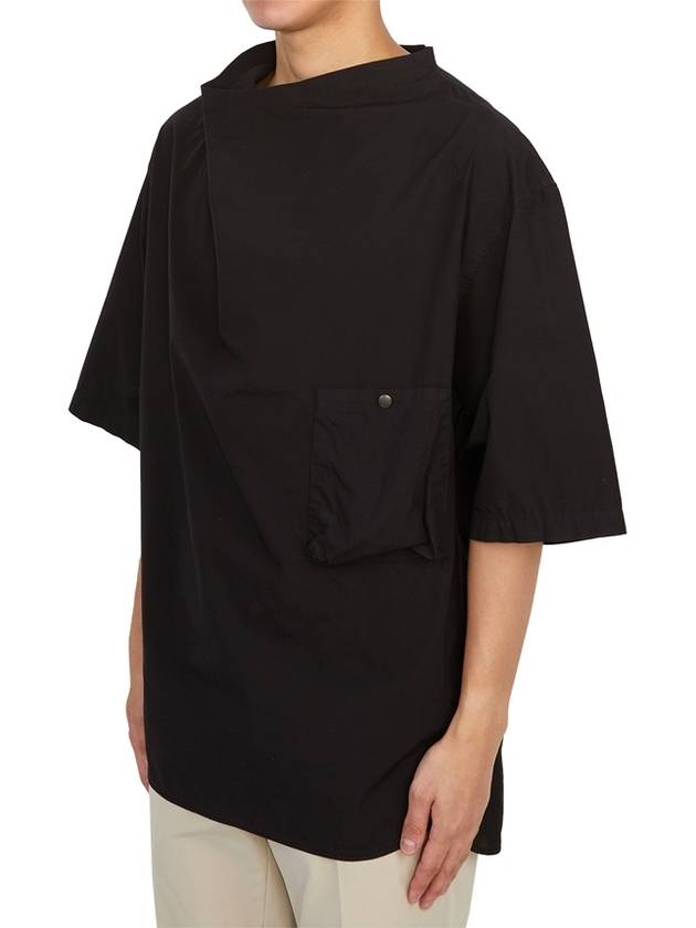 Draped Top Short Sleeve T-Shirt Black - LEMAIRE - BALAAN 3