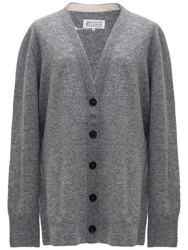 Women's V-neck Knit Wool Cardigan Grey - MAISON MARGIELA - BALAAN 3