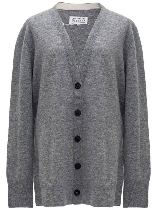 Wool V-neck Cardigan Gray - MAISON MARGIELA - BALAAN.