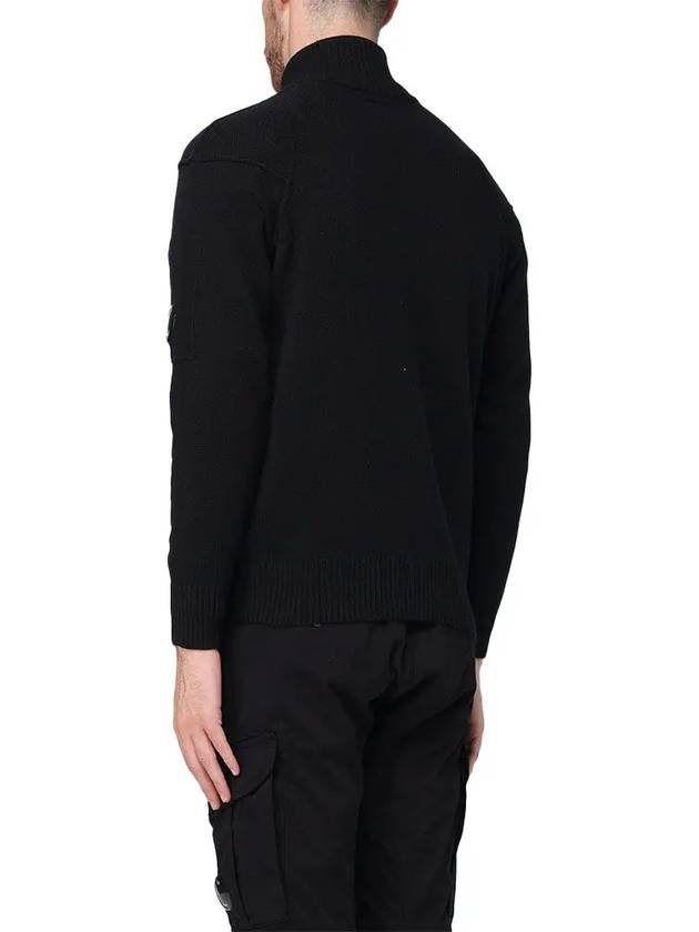 Lambswool GRS Zipped Cardigan Black - CP COMPANY - BALAAN 4