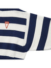 Logo Patch Striped Crop Cotton Knit Top White Navy - KENZO - BALAAN 5