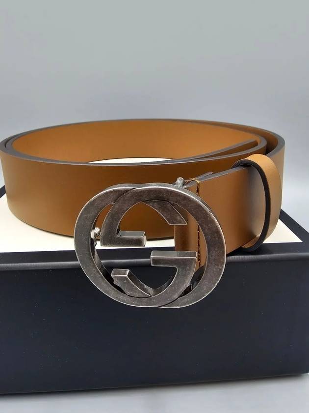 Interlocking Leather Belt Brown - GUCCI - BALAAN 4