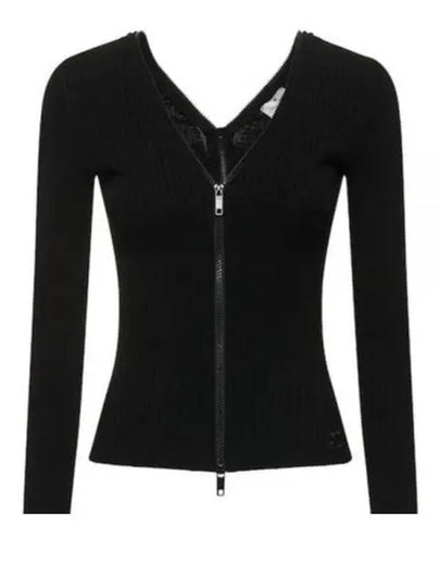 Extra Zip-Up Rib Knit Cardigan Black - COURREGES - BALAAN 2