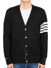 Men's Sustainable Classic Diagonal Wool Cardigan Black - THOM BROWNE - BALAAN 3