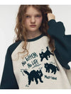 Cat boucle embroidered raglan sweatshirt oatmeal green - CPGN STUDIO - BALAAN 3