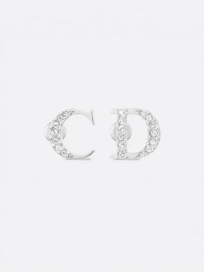 CD Finish Brass White Crystals Earrings Silver - DIOR - BALAAN 2