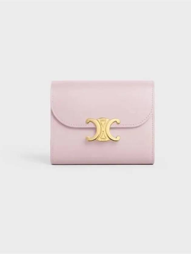 Triomphe Shiny Calfskin Small Flap Bicycle Wallet Pastel Pink - CELINE - BALAAN 2