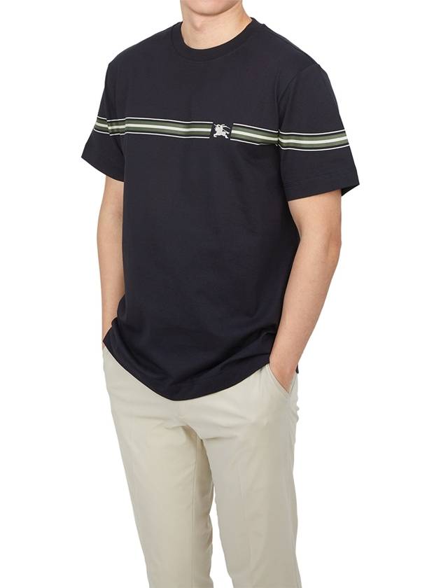 Striped Cotton Short Sleeve T-Shirt Black - BURBERRY - BALAAN 5