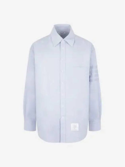 Striped Detail Long Sleeved Shirt Light Blue - THOM BROWNE - BALAAN 2