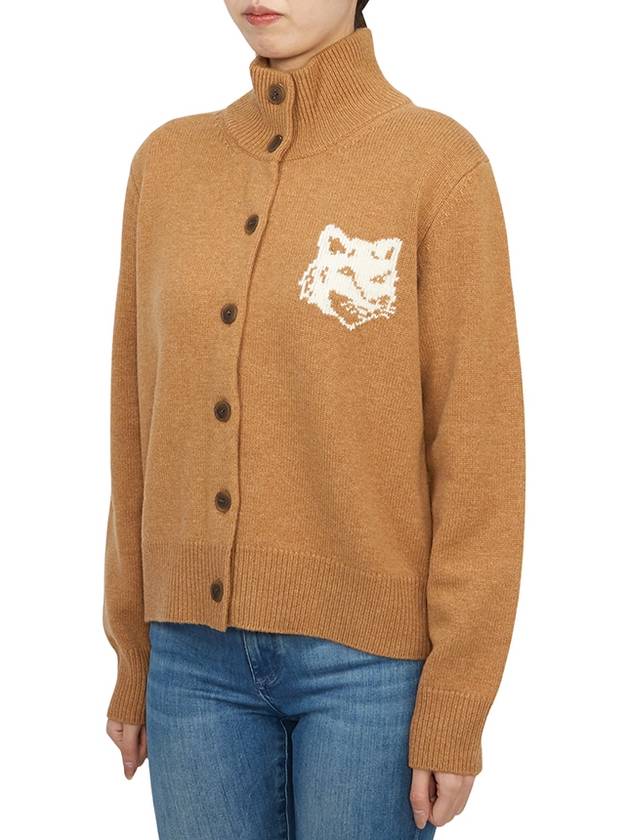 Fox Head Intarsia High Neck Cardigan Sequoia - MAISON KITSUNE - BALAAN 4