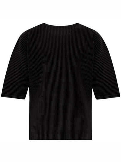 Homme Plissé Pleated Round Short Sleeve T-Shirt Black - ISSEY MIYAKE - BALAAN 2