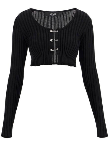 "cropped safety pin cardigan - VERSACE - BALAAN 1