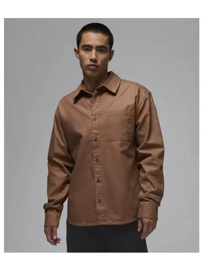 Jordan Essential Button Down Long Sleeve Shirt Akio Brown - NIKE - BALAAN 2