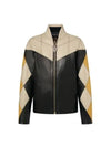 Harlequin Sleeve Leather Jacket Black Beige - LOUIS VUITTON - BALAAN 2