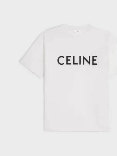 Cotton Jersey Loose Short Sleeve T-Shirt White - CELINE - BALAAN 2