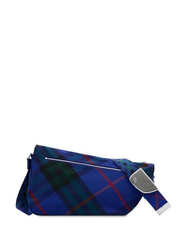 Shield Check Large Messenger Bag Blue - BURBERRY - BALAAN 1