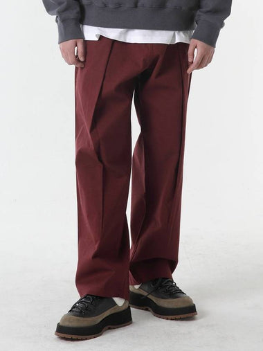 Reverse Pin Tuck Cotton Span Banding Wide Pants Burgundy - CODE I'M - BALAAN 1