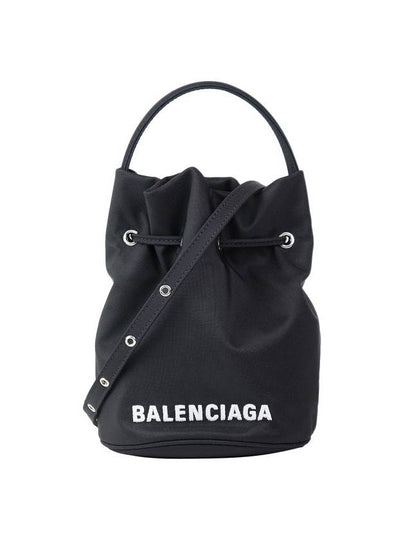 Wheel Drawstring XS Bucket Bag Black White - BALENCIAGA - BALAAN 2