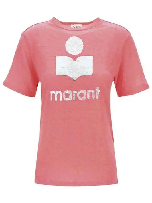 Zewel Logo Linen Short Sleeve T-Shirt Pink - ISABEL MARANT - BALAAN 2