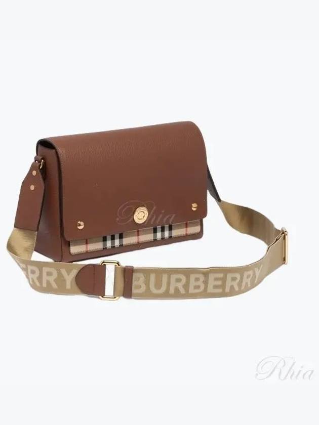 Leather and Vintage Check Note Crossbody Bag Tan - BURBERRY - BALAAN 2