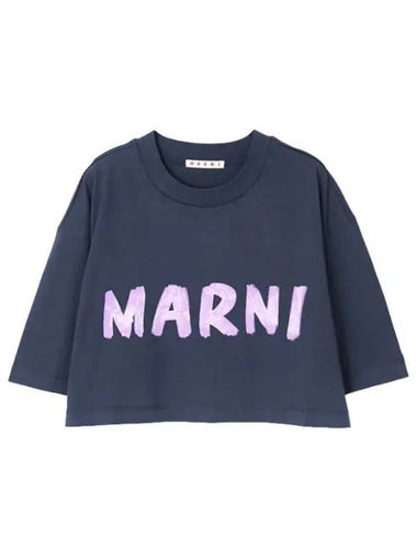 Logo Cotton Crop T Shirt Women s Short Sleeve Tee - MARNI - BALAAN 1