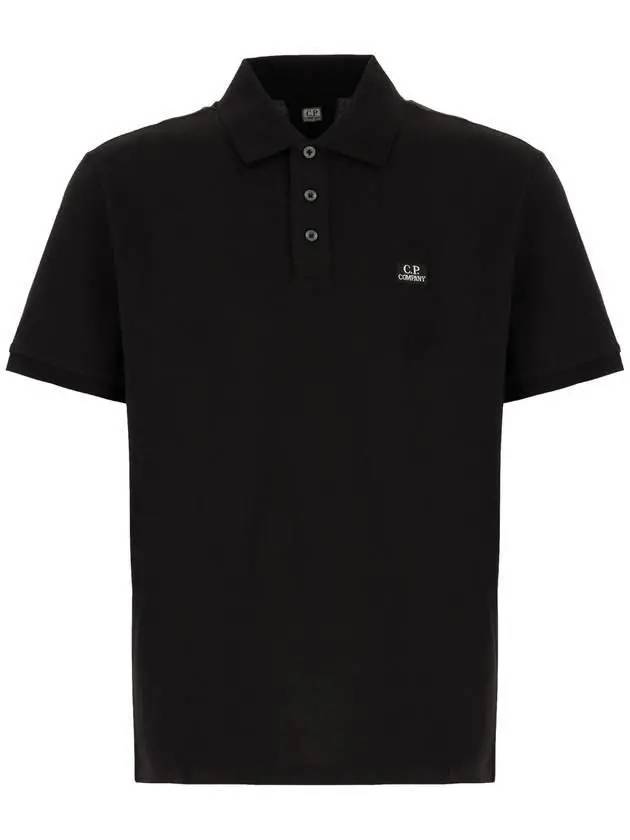 Logo Patch Polo Shirt Black - CP COMPANY - BALAAN 2