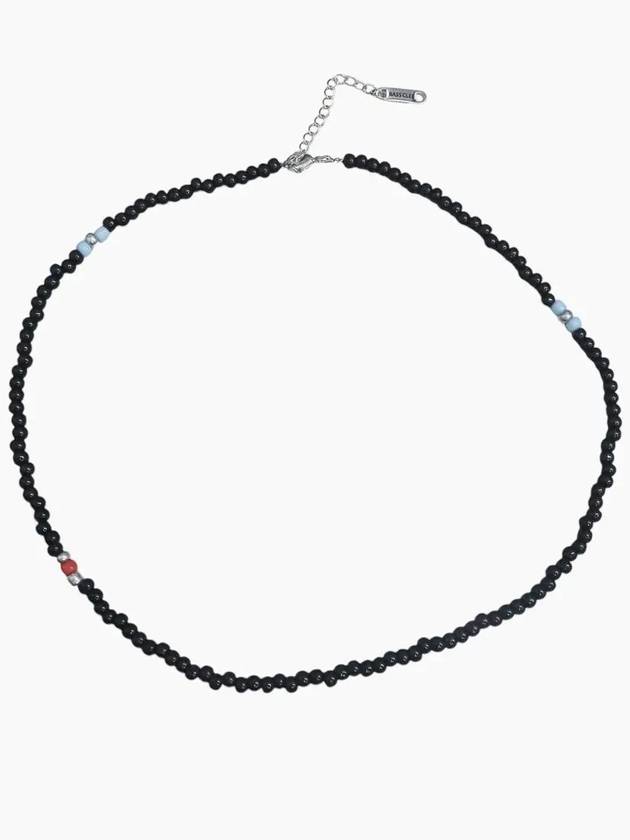 Men s Necklace Black Beads CLEF TREMOLO NEC - BASSCLEF - BALAAN 4