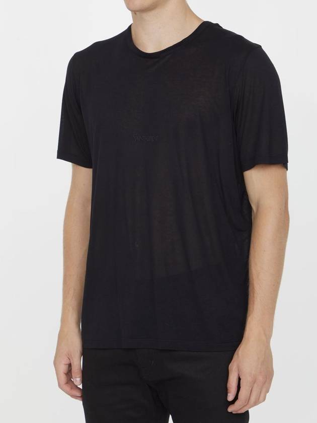 Basic Short Sleeve T-Shirt Black - SAINT LAURENT - BALAAN 3