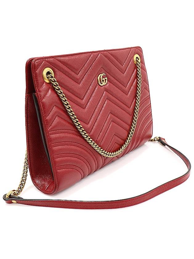 524592 Red Matelasse Chevron Gold Chain GG Marmont Shoulder Bag - GUCCI - BALAAN 2