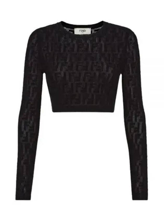 cropped knit top black - FENDI - BALAAN 2