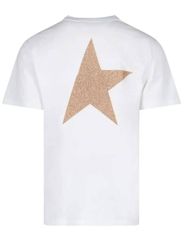 Men's Gold Star Glitter Logo Short Sleeve T-Shirt White - GOLDEN GOOSE - BALAAN 4