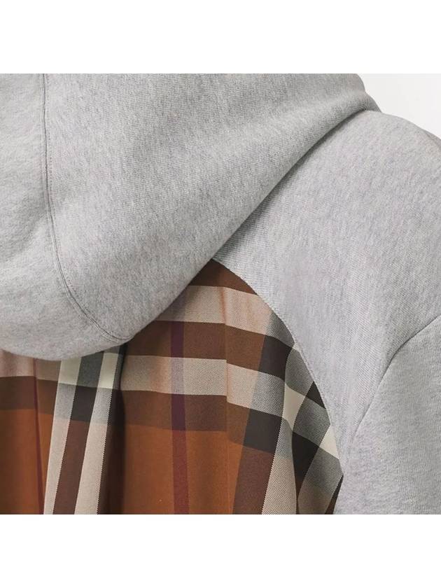 Check Panel Cotton Oversized Hoodie Melange Grey - BURBERRY - BALAAN 4