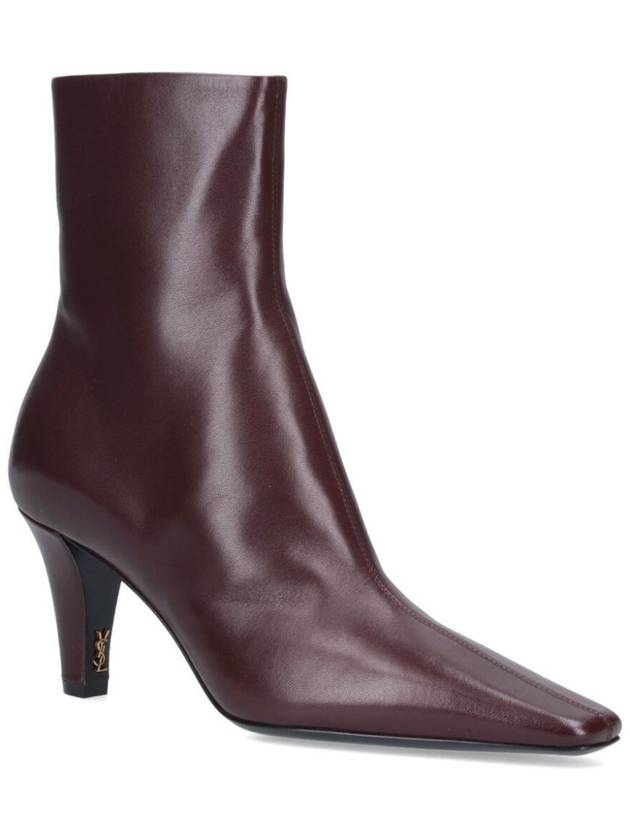 Jill Leather Ankle Boots Marron Glace - SAINT LAURENT - BALAAN 3