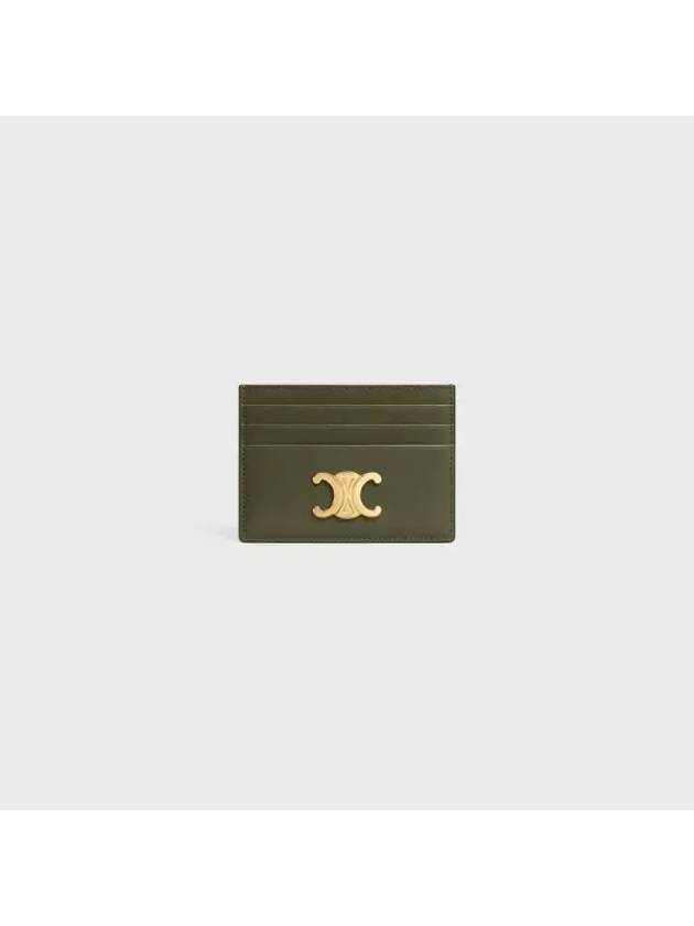 Triomphe Shiny Calfskin Card Wallet Dark Olive - CELINE - BALAAN 1