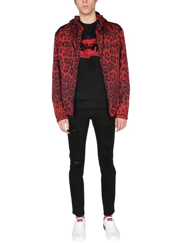 animal print hooded zip-up red - DOLCE&GABBANA - BALAAN 3