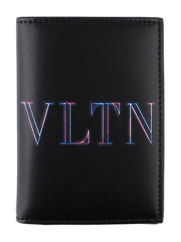 Men's VLTN Neon Logo Half Wallet Black - VALENTINO - BALAAN 1