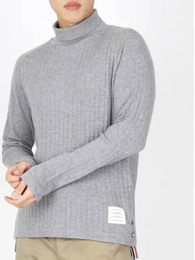 Raglan Roll Neck Virgin Wool Turtleneck Grey - THOM BROWNE - BALAAN 2