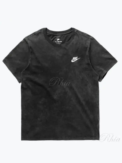 Men's Sportswear Wash Logo Cotton Short Sleeve T-Shirt Black - NIKE - BALAAN 2