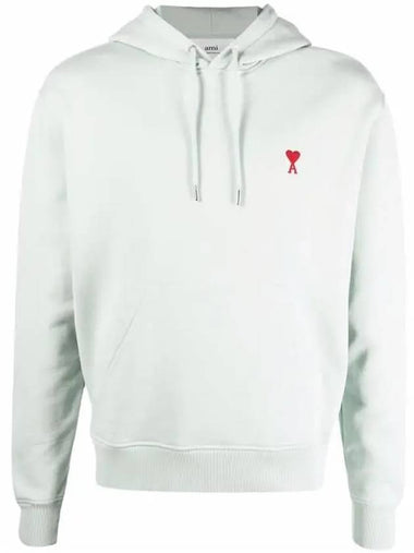 Heart Logo Hooded Sweatshirt Pale Green USW200 730 - AMI - BALAAN 1