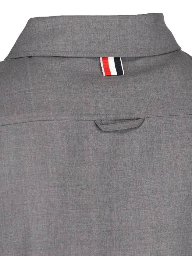 4 Bar Stripe Plain Weaving Wool Long Sleeve Shirt Grey - THOM BROWNE - BALAAN 6