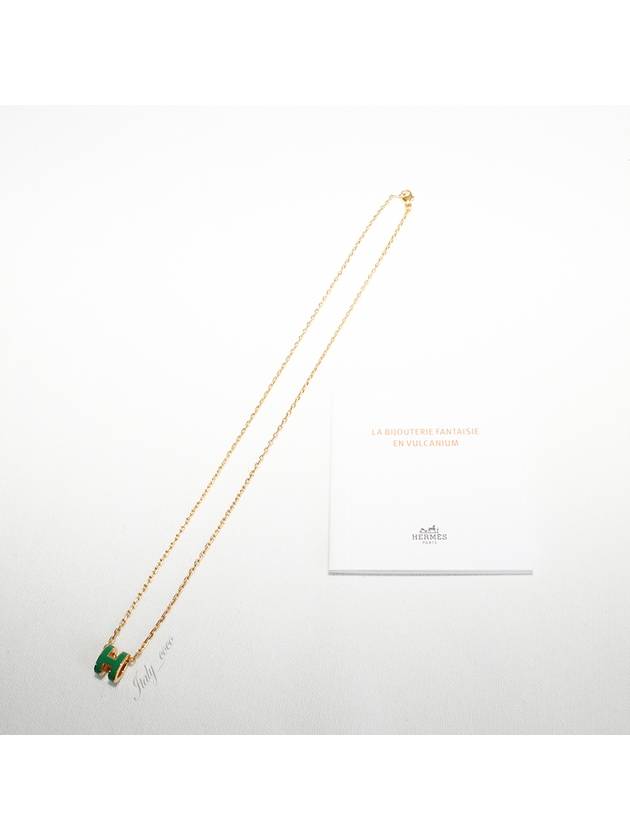 Mini Pop H Pendant Necklace Gold Malachite - HERMES - BALAAN 8