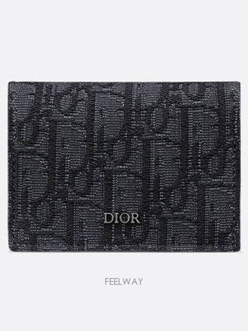 Business Card Wallet Black Dior Oblique Jacquard - DIOR - BALAAN 1